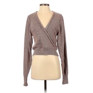 Free People Pink Sparkle Plunge Neck Sweater Women's Size Small